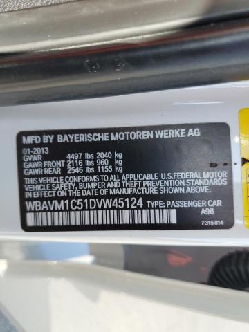 WBAVM1C51DVW45124 - 2013 BMW X1 SDRIVE2 WHITE photo 10