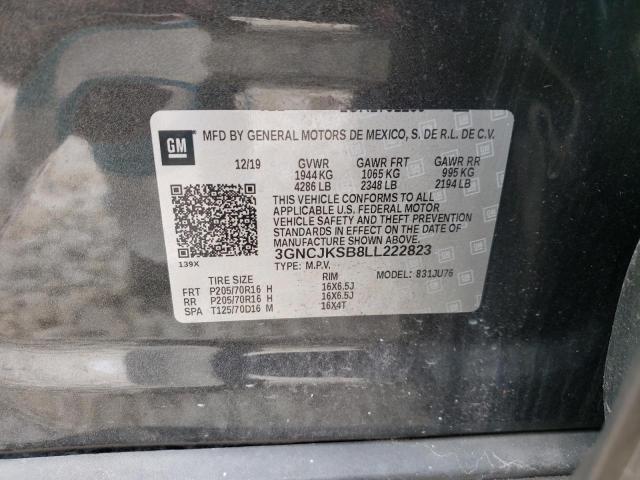 3GNCJKSB8LL222823 - 2020 CHEVROLET TRAX LS GRAY photo 10