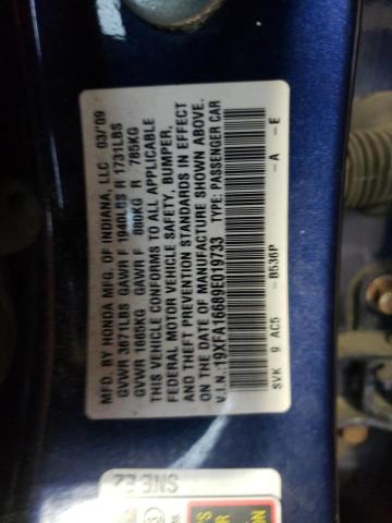 19XFA16689E019733 - 2009 HONDA CIVIC LX-S أزرق صورة 10