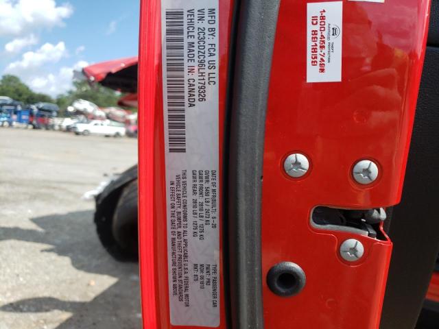 2C3CDZC96LH179326 - 2020 DODGE CHALLENGER RED photo 10