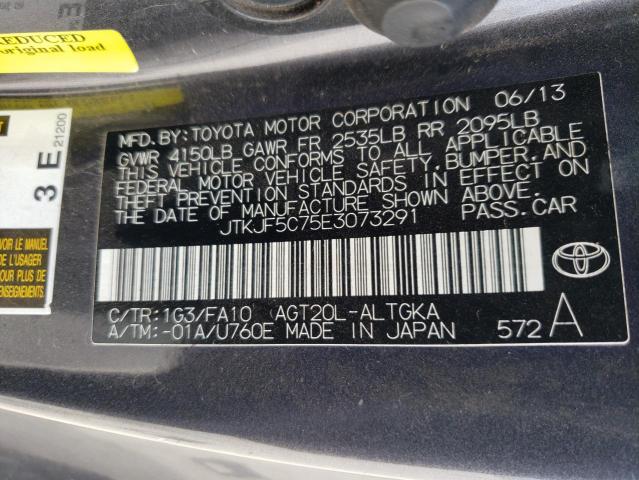 JTKJF5C75E3073291 - 2014 TOYOTA SCION TC ნაცრისფერი ფოტო 10