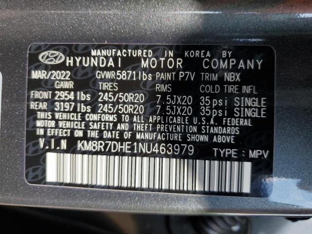 KM8R7DHE1NU463979 - 2022 HYUNDAI PALISADE C GRAY photo 10