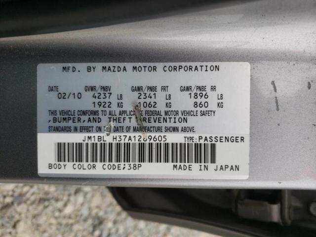 JM1BL1H37A1289605 - 2010 MAZDA SPEED 3 SILVER photo 10