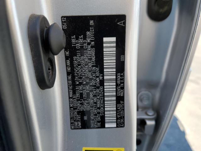 5TDDK3EH4CS152490 - 2012 TOYOTA HIGHLANDER SILVER photo 10