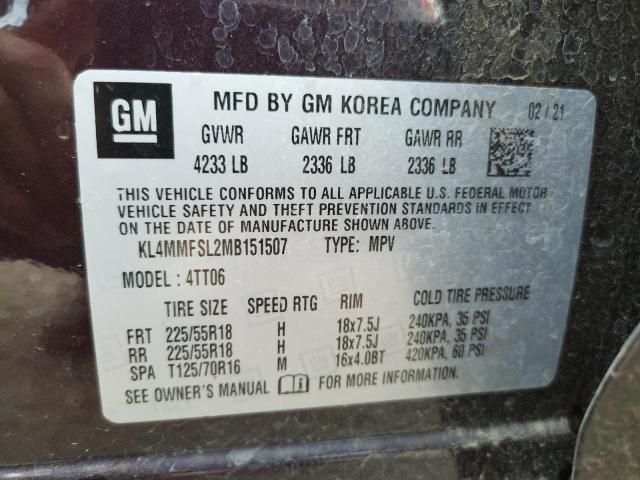 KL4MMFSL2MB151507 - 2021 BUICK ENCORE GX PURPLE photo 10