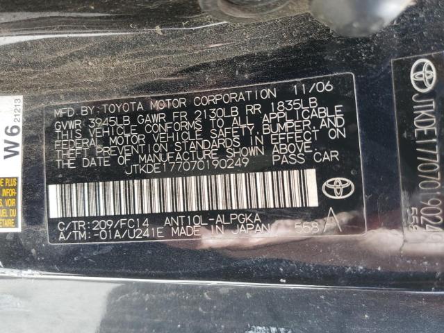 JTKDE177070190249 - 2007 TOYOTA SCION TC 黑色 照片 10