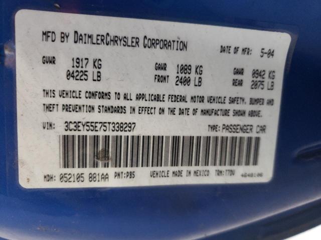 3C3EY55E75T338297 - 2005 CHRYSLER PT CRUISER BLUE photo 10