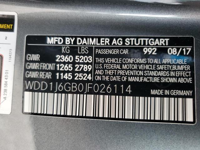 WDD1J6GB0JF026114 - 2018 MERCEDES-BENZ E 400 4MAT GRAY photo 10