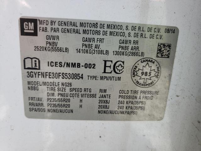 3GYFNFE30FS530854 - 2015 CADILLAC SRX PERFOR 白色 照片 10