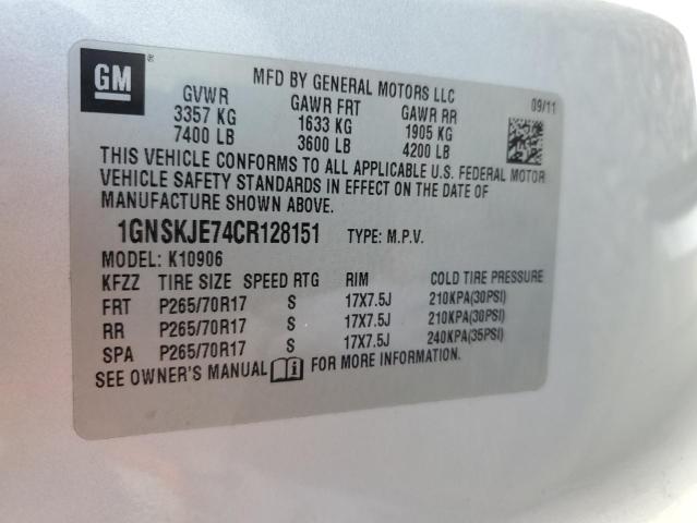 1GNSKJE74CR128151 - 2012 CHEVROLET SUBURBAN K SILVER photo 10