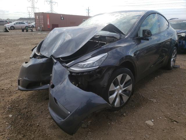 5YJYGDEEXMF244496 - 2021 TESLA MODEL Y رمادي صورة 2