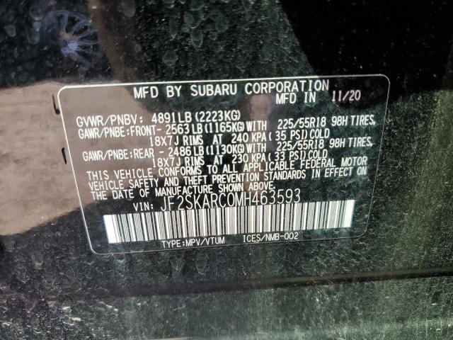 JF2SKARC0MH463593 - 2021 SUBARU FORESTER S BLACK photo 10