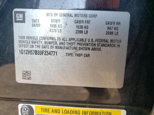 1G1ZH57B39F234771 - 2009 CHEVROLET MALIBU 1LT  照片 10