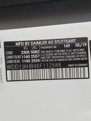 WDD1J6HB4KF112588 - 2019 MERCEDES-BENZ E 450 WHITE photo 10