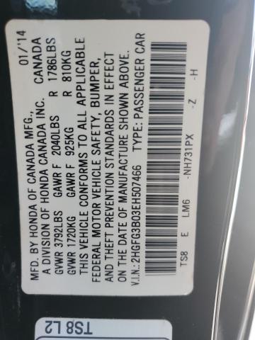 2HGFG3B03EH507466 - 2014 HONDA CIVIC EXL Qara foto 10