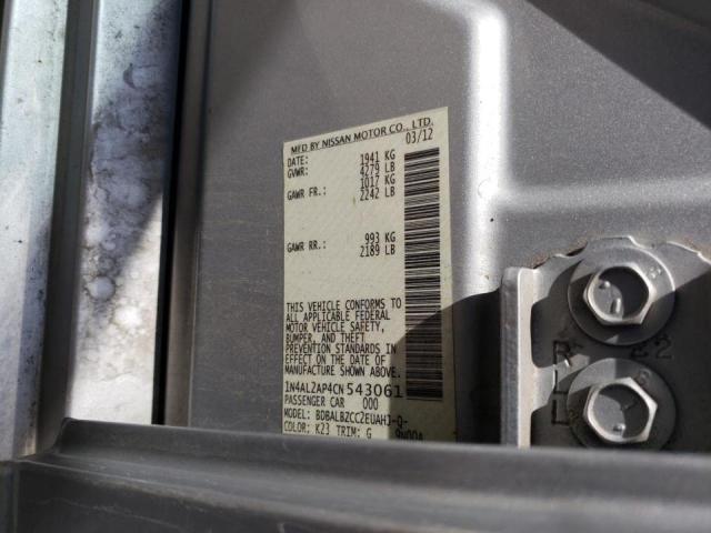 1N4AL2AP4CN543061 - 2012 NISSAN ALTIMA BAS SILVER photo 10