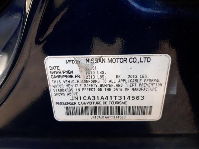 JN1CA31A41T314563 - 2001 NISSAN MAXIMA GXE BLUE photo 10