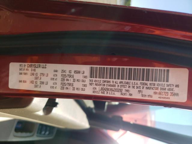 1J8GN28K08W283292 - 2008 JEEP LIBERTY RED photo 10