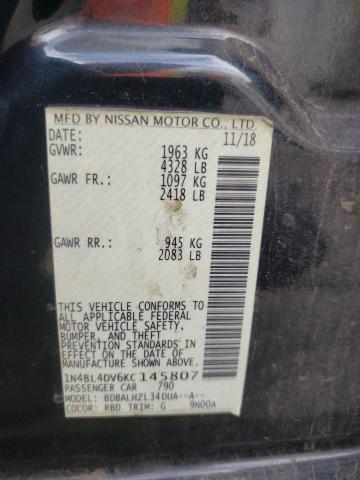 1N4BL4DV6KC145807 - 2019 NISSAN ALTIMA SV GRAY photo 10