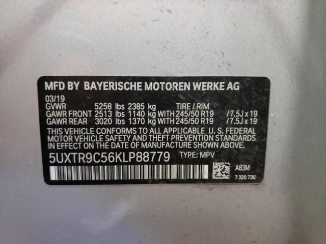 5UXTR9C56KLP88779 - 2019 BMW X3 XDRIVE3 SILVER photo 10