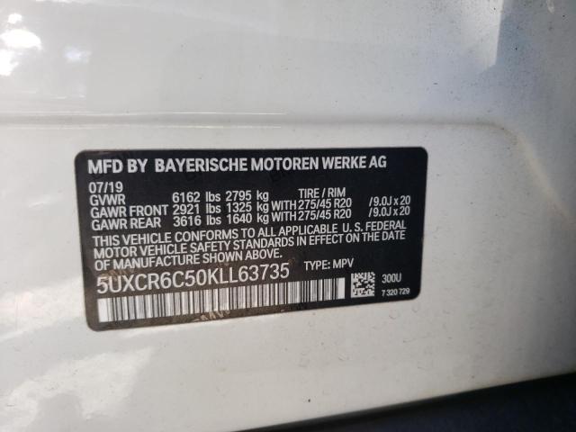 5UXCR6C50KLL63735 - 2019 BMW X5 XDRIVE4 Weiß Foto 10