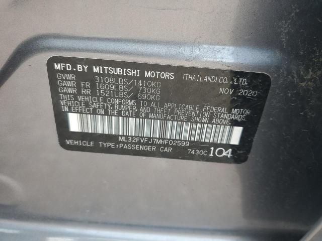 ML32FVFJ7MHF02599 - 2021 MITSUBISHI MIRAGE G4 GRAY photo 10