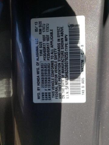 5FNRL5H63DB079255 - 2013 HONDA ODYSSEY EX GRAY photo 10