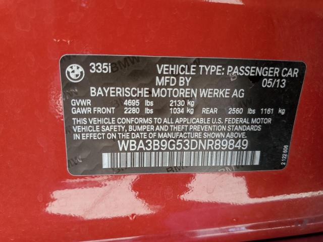 WBA3B9G53DNR89849 - 2013 BMW 335 XI RED photo 10