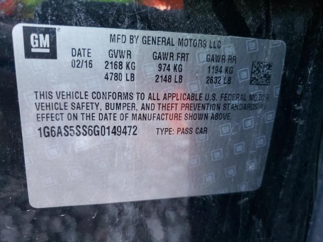 1G6AS5SS6G0149472 - 2016 CADILLAC CTS PERFOR შავი ფოტო 10