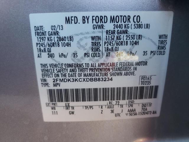 2FMDK3KCXDBB83234 - 2013 FORD EDGE LIMIT SILVER photo 10