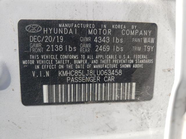 KMHC85LJ8LU063458 - 2020 HYUNDAI IONIQ LIMI WHITE photo 10