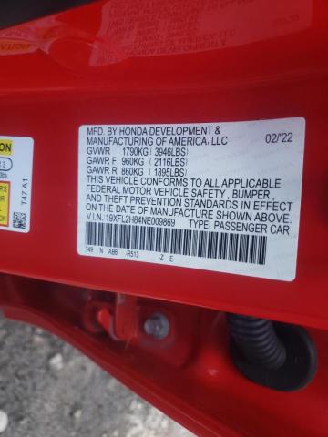 19XFL2H84NE009869 - 2022 HONDA CIVIC SPOR RED photo 10