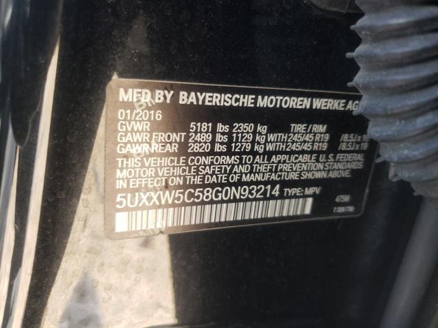 5UXXW5C58G0N93214 - 2016 BMW X4 XDRIVE3 BLACK photo 10