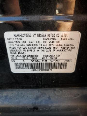 JNKAJ09F28M352878 - 2008 INFINITI EX35 BASE Սև լուսանկար 10