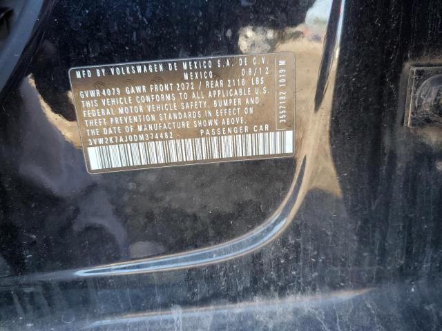 3VW2K7AJ0DM374482 - 2013 VOLKSWAGEN JETTA BASE Սև լուսանկար 10