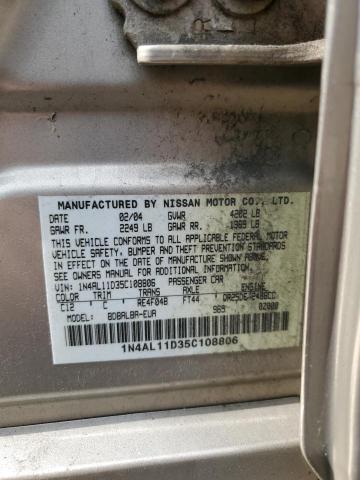 1N4AL11D35C108806 - 2005 NISSAN ALTIMA GOLD photo 10