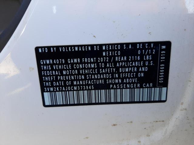3VW2K7AJ0CM373945 - 2012 VOLKSWAGEN JETTA BASE  ფოტო 10