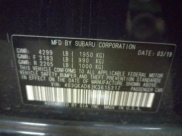 4S3GKAD63K3615317 - 2019 SUBARU IMPREZA PR BLUE photo 10