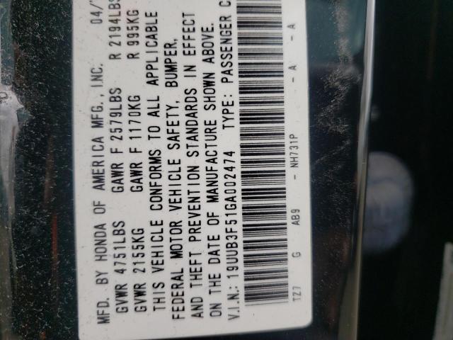 19UUB3F51GA002474 - 2016 ACURA TLX TECH BLACK photo 10