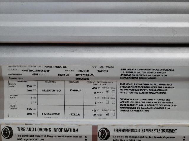 4X4TSMC21H8062039 - 2017 SALM TRAILER WHITE photo 10