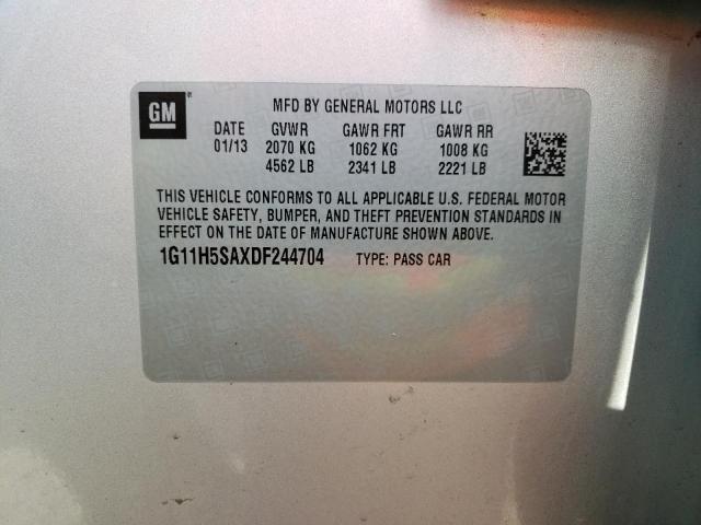 1G11H5SAXDF244704 - 2013 CHEVROLET MALIBU LTZ ვერცხლისფერი ფოტო 10