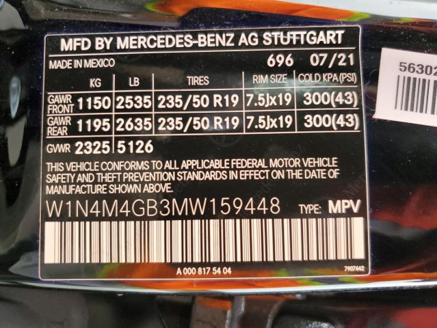 W1N4M4GB3MW159448 - 2021 MERCEDES-BENZ GLB 250 BLACK photo 10