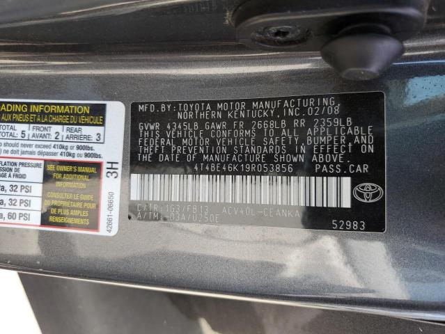 4T4BE46K19R053856 - 2009 TOYOTA CAMRY BASE CHARCOAL photo 10