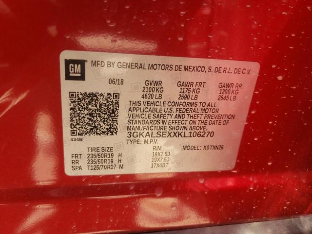 3GKALSEXXKL106270 - 2019 GMC TERRAIN DE RED photo 10