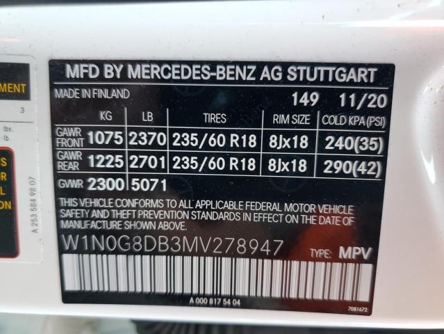 W1N0G8DB3MV278947 - 2021 MERCEDES-BENZ GLC 300 WHITE photo 10