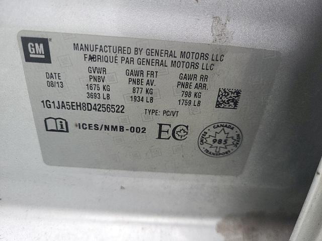 1G1JA5EH8D4256522 - 2013 CHEVROLET SONIC LS 银色 照片 10