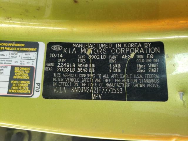 KNDJN2A21F7771553 - 2015 KIA SOUL GREEN photo 10