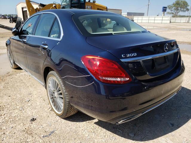 55SWF4KB6FU030191 - 2015 MERCEDES-BENZ C300 BLUE photo 3