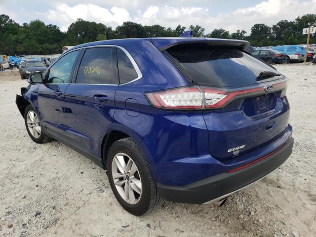 2FMTK3J93FBC07975 - 2015 FORD EDGE SEL BLUE photo 3