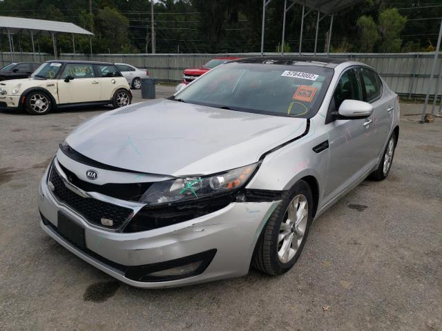 KNAGN4A71B5051917 - 2011 KIA OPTIMA EX SILVER photo 2